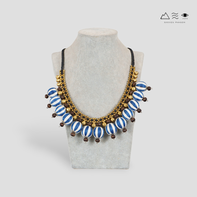 สร้อยคอเชือกถัก ลูกปัดฝ้าย