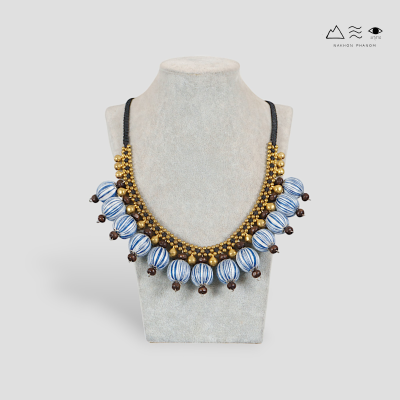 สร้อยคอเชือกถัก ลูกปัดฝ้าย