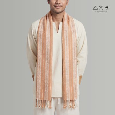 ผ้าพันคอฝ้ายทอมือย้อมสีธรรมชาติ 012 ลายทาง-06