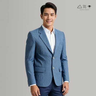 สูท ช ผ้าทอมือลายราชวัตร คราม