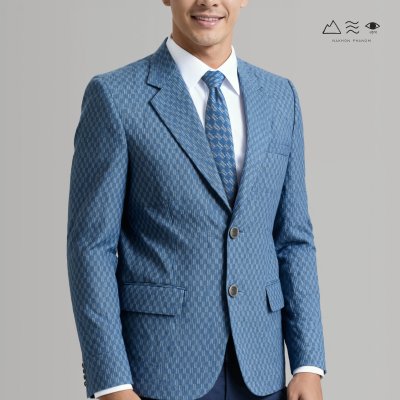 เนกไทผ้าทอมือลายราชวัตร 001 - คราม