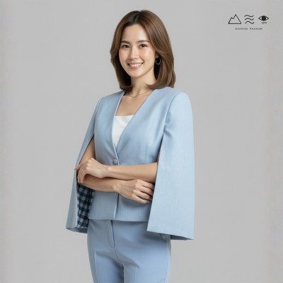 EPO เสื้อเบลเซอร์เคป ญ ครามอ่อน