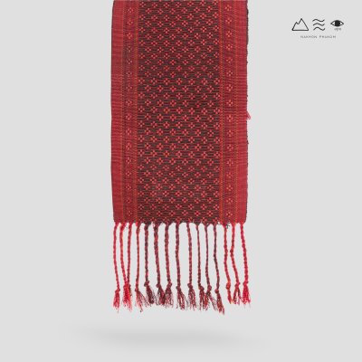 ผ้าสไบทอมือ ลายยกดอก 200 cm - สีแดง