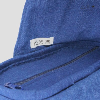 กระเป๋าสานกกหูผูกผ้าทอมือ-คราม กระเป๋าสานกกหูผูกผ้าทอมือ-คราม