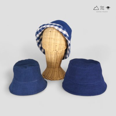 หมวกบักเก็ต ผ้าทอมือย้อมคราม หมวกบักเก็ต ผ้าทอมือย้อมคราม