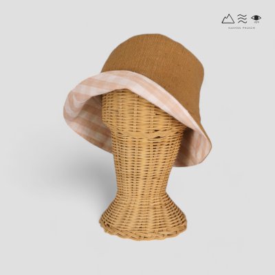 หมวกบักเก็ตผ้าฝ้ายเข็นมือสีธรรมชาติ หมวกบักเก็ตผ้าฝ้ายเข็นมือสีธรรมชาติ