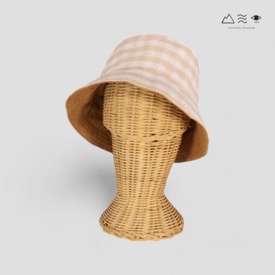 หมวกบักเก็ตผ้าฝ้ายเข็นมือสีธรรมชาติ