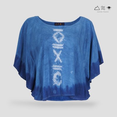เสื้อผ้าฝ้ายมัดย้อมทรงปีกค้างคาว คราม