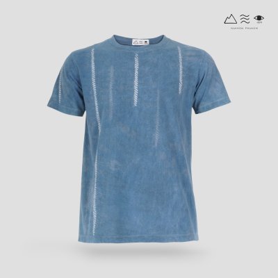 เสื้อยืดมัดย้อมสีธรรมชาติ ครามลายเชือก