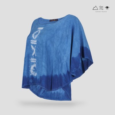 เสื้อผ้าฝ้ายมัดย้อมทรงปีกค้างคาว คราม