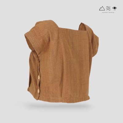 เสื้อครอปคอเหลี่ยมผ้าทอมือ เปลือกไม้