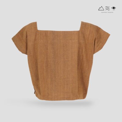 เสื้อครอปคอเหลี่ยมผ้าทอมือ เปลือกไม้