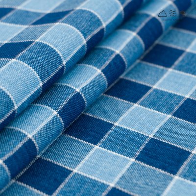 ผ้าพันคอฝ้ายทอมือ 2 ตะกอ คราม 002 ตาราง-02