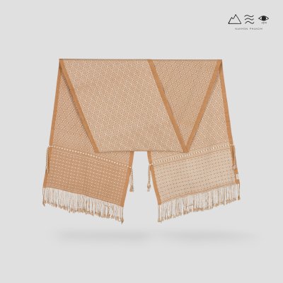 ผ้าพันคอขิดไทกะเลิง ลายตุ้มจุ้ม - เปลือกไม้