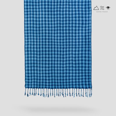 ผ้าพันคอฝ้ายทอมือย้อมคราม 018 ครามตาราง-เล็ก