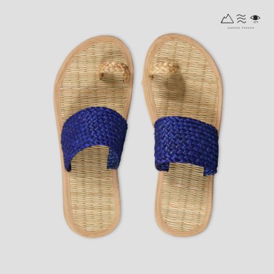 รองเท้าสานกก+ผักตบชวา D - น้ำเงิน