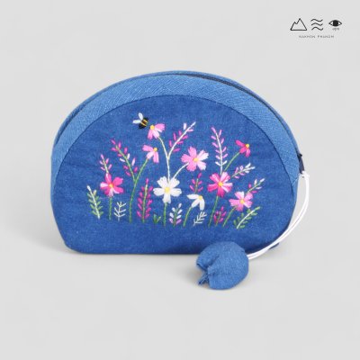 กระเป๋าใส่เหรียญผ้าทอมือ ปักลาย-กลาง