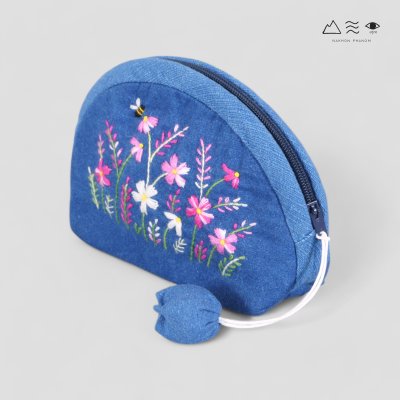 กระเป๋าใส่เหรียญผ้าทอมือ ปักลาย-กลาง