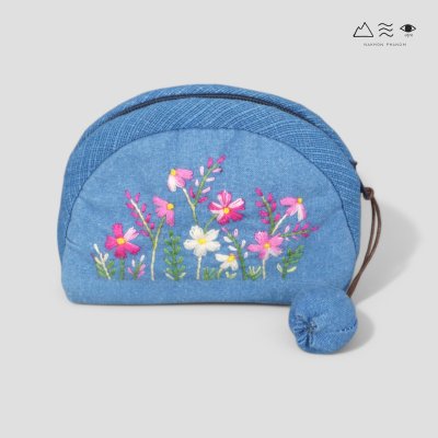 กระเป๋าใส่เหรียญผ้าทอมือ ปักลาย-เล็ก