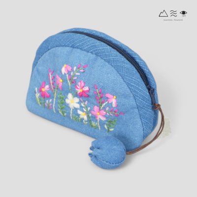 กระเป๋าใส่เหรียญผ้าทอมือ ปักลาย-เล็ก