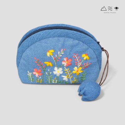 กระเป๋าใส่เหรียญผ้าทอมือ ปักลาย-เล็ก