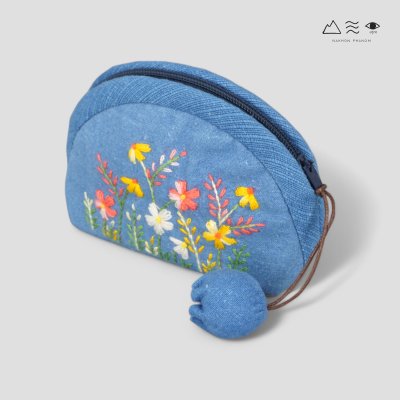 กระเป๋าใส่เหรียญผ้าทอมือ ปักลาย-เล็ก