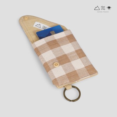 กระเป๋าใส่บัตรผ้าฝ้ายทอมือ เปลือกไม้ B