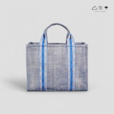 KHID กระเป๋า Tote ผ้าทอมือ สายยกขิด - ครามเทา เล็ก