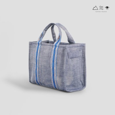 KHID กระเป๋า Tote ผ้าทอมือ สายยกขิด - ครามเทา เล็ก