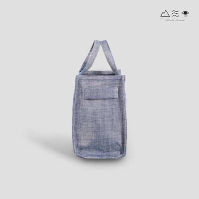 KHID กระเป๋า Tote ผ้าทอมือ สายยกขิด - ครามเทา เล็ก