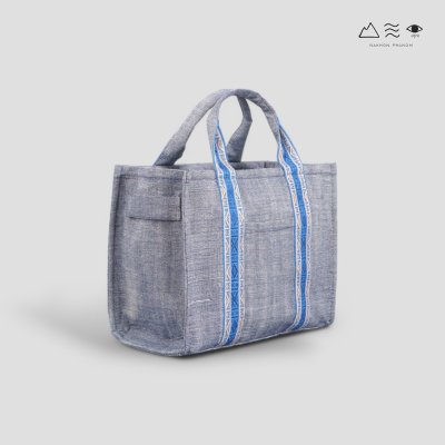 KHID กระเป๋า Tote ผ้าทอมือ สายยกขิด - ครามเทา เล็ก