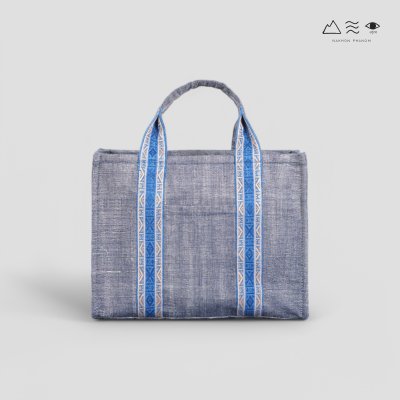 KHID กระเป๋า Tote ผ้าทอมือ สายยกขิด - ครามเทา เล็ก