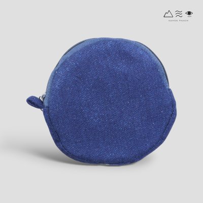 กระเป๋าใส่เหรียญผ้าทอมือ ทรงกลม - คราม A