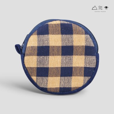 กระเป๋าใส่เหรียญผ้าทอมือ ทรงกลม - เปลือกไม้