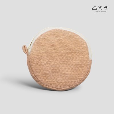กระเป๋าใส่เหรียญผ้าทอมือ ทรงกลม - เปลือกไม้ A