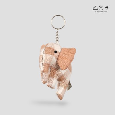 พวงกุญแจตุ๊กตาช้าง ผ้าขาวม้าทอมือ