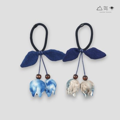 ยางรัดผมดอกฝ้าย ผ้าทอมือมัดย้อม