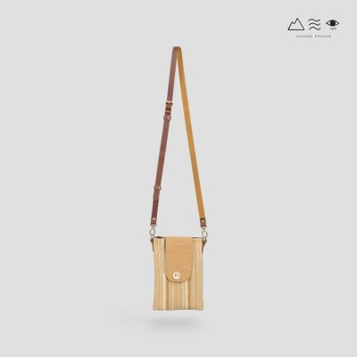 กระเป๋าสะพายผ้าทอมือสายหนัง ทรงยาว