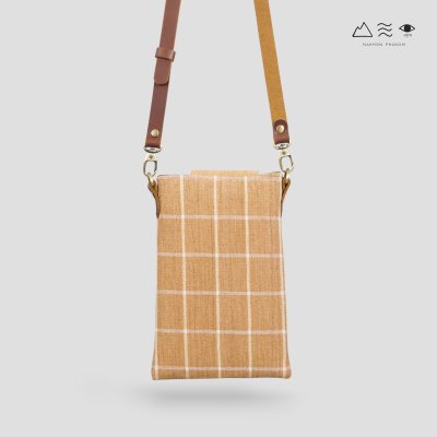กระเป๋าสะพายผ้าทอมือสายหนัง ทรงยาว