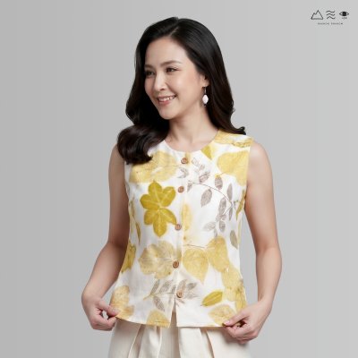 ECO เสื้อแขนกุด ญ กระดุมหน้า สีใยฝ้าย