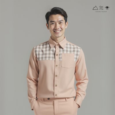 EPO เสื้อเชิ้ตแขนยาว คอปก ช เปลือกไม้ EPO เสื้อเชิ้ตแขนยาว คอปก ช เปลือกไม้