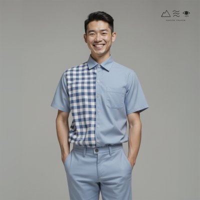 EPO เสื้อเชิ้ตแขนสั้น คอปก ช ครามอ่อน-ขาว EPO เสื้อเชิ้ตแขนสั้น คอปก ช ครามอ่อน-ขาว