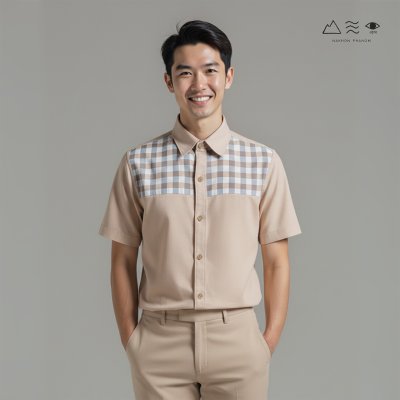 EPO เสื้อเชิ้ตแขนสั้น คอปก ช เปลือกไม้ EPO เสื้อเชิ้ตแขนสั้น คอปก ช เปลือกไม้