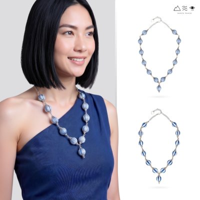 สร้อยคอระย้า ลูกปัดฝ้ายย้อมสีธรรมชาติ A