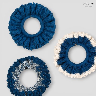 ยางรัดผมถักฝ้าย ย้อมคราม-ธรรมชาติ