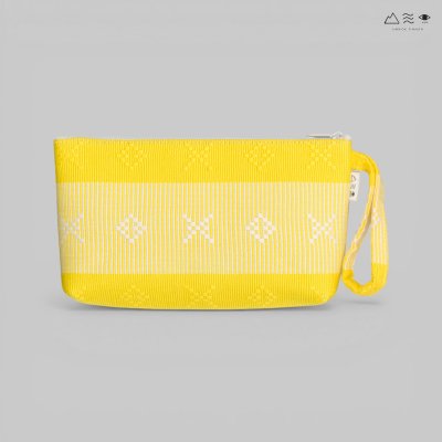 กระเป๋าเครื่องสำอาง ผ้ายกลายตีนซิ่น - เหลือง