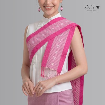 ผ้าสไบทอมือ ลายยกดอก - 009