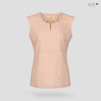 เสื้อแขนกุด ญ ผ้าฝ้ายทอมือ - เปลือกไม้