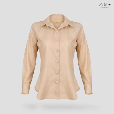 เสื้อเชิ้ตแขนยาว ญ กระดุมผ้า-เปลือกไม้