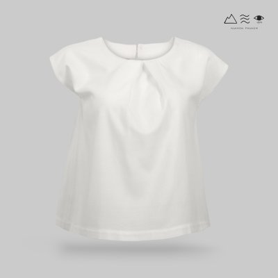 เสื้อคอจีบผ้าฝ้ายทอมือ ขาวธรรมชาติ
